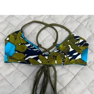 Savage Swim Reversible Lodi Swim Top OG Tropical Hibiscus Teal Green Size XS/S